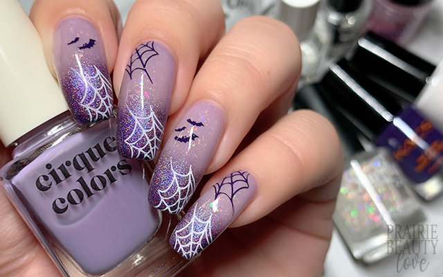 Prairie Beauty: HALLOWEEN NAIL ART: Purple Holo Tip Gradient Spiderweb Nails